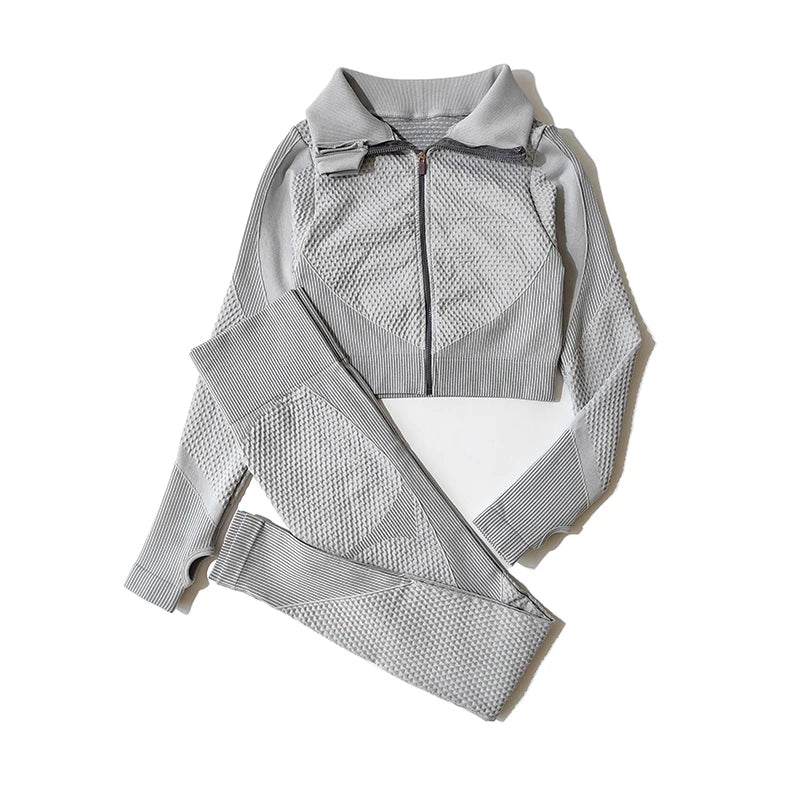 Women's Zip Jacket Bra And Leggings Yoga Set