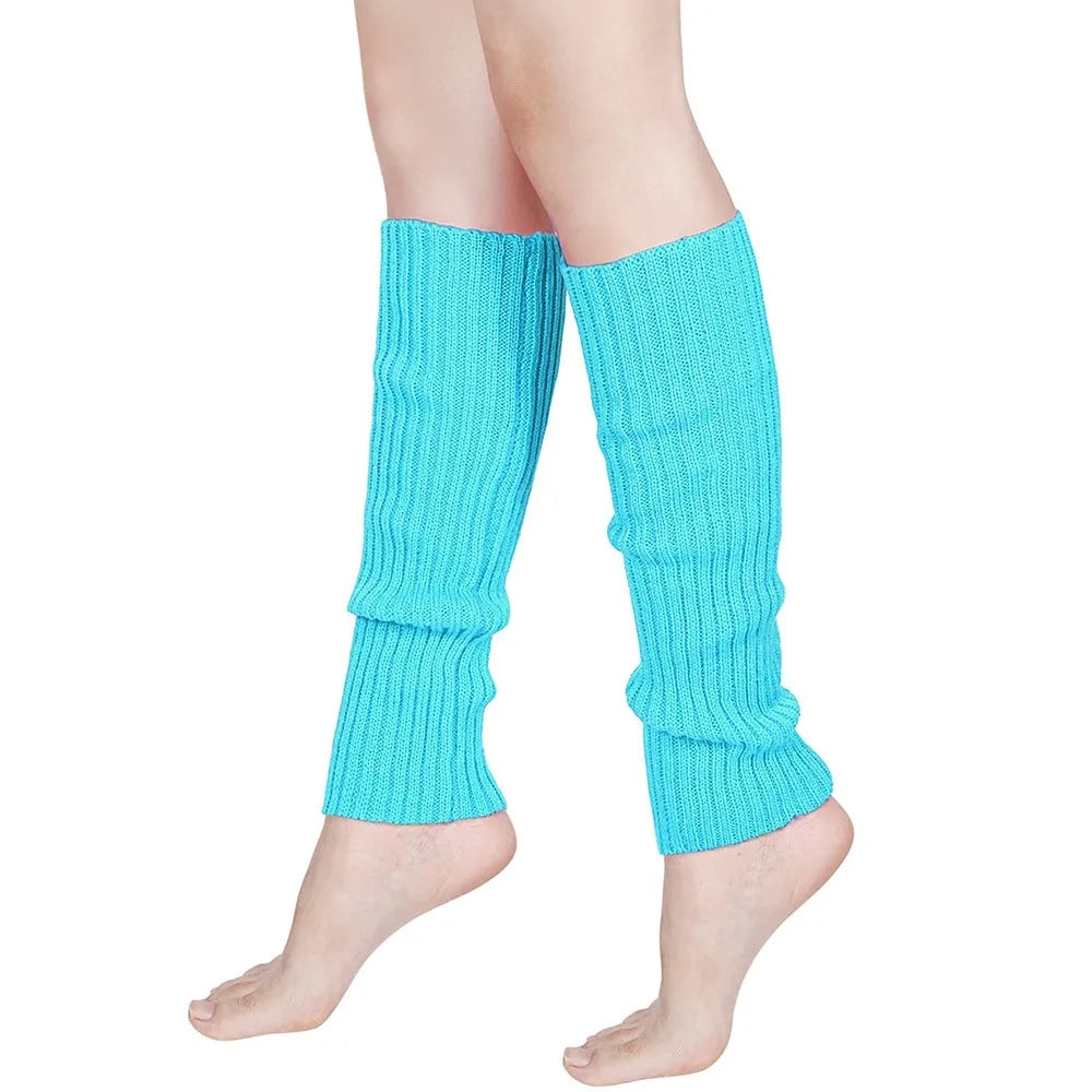 Colorful Ribbed Leg Warmers with Solid and Rainbow Options