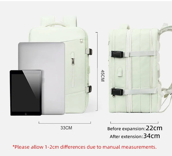 Extendible Travel Backpack Unisex Laptop Bag Women Large Luggage Bags Men's Students Business Trip USB Charge Mochila