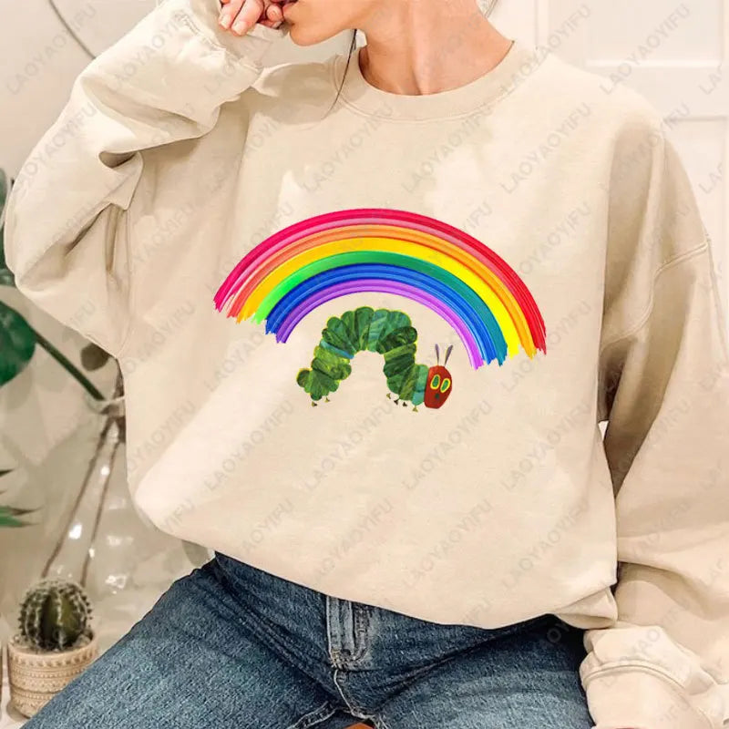 Caterpillar Graphic Long Sleeve Pullover Casual Sweatshirt for Layering