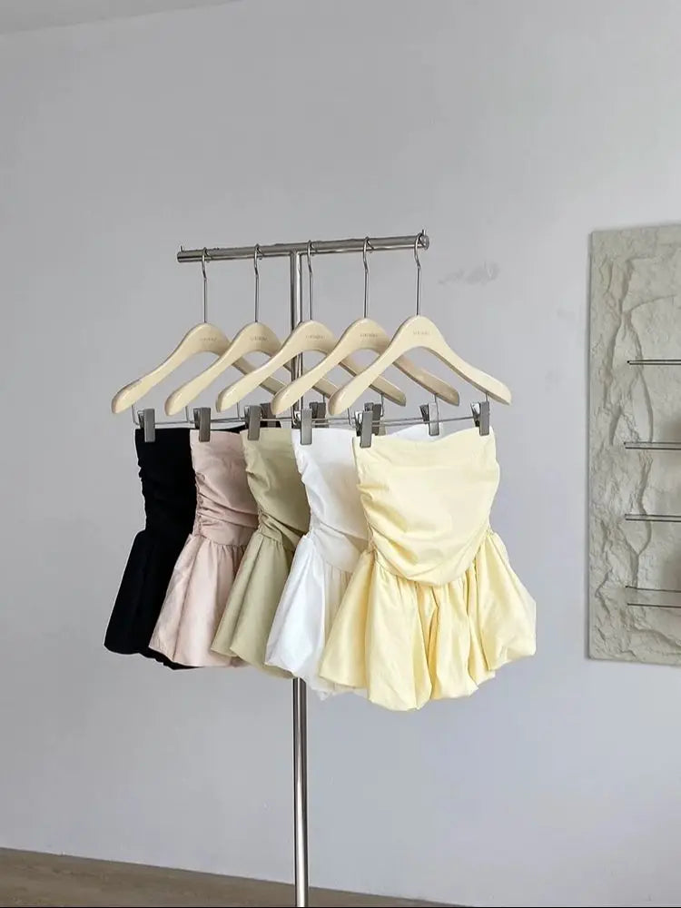 Women's Ruched Strapless Peplum Crop Top with a Gathered Waist