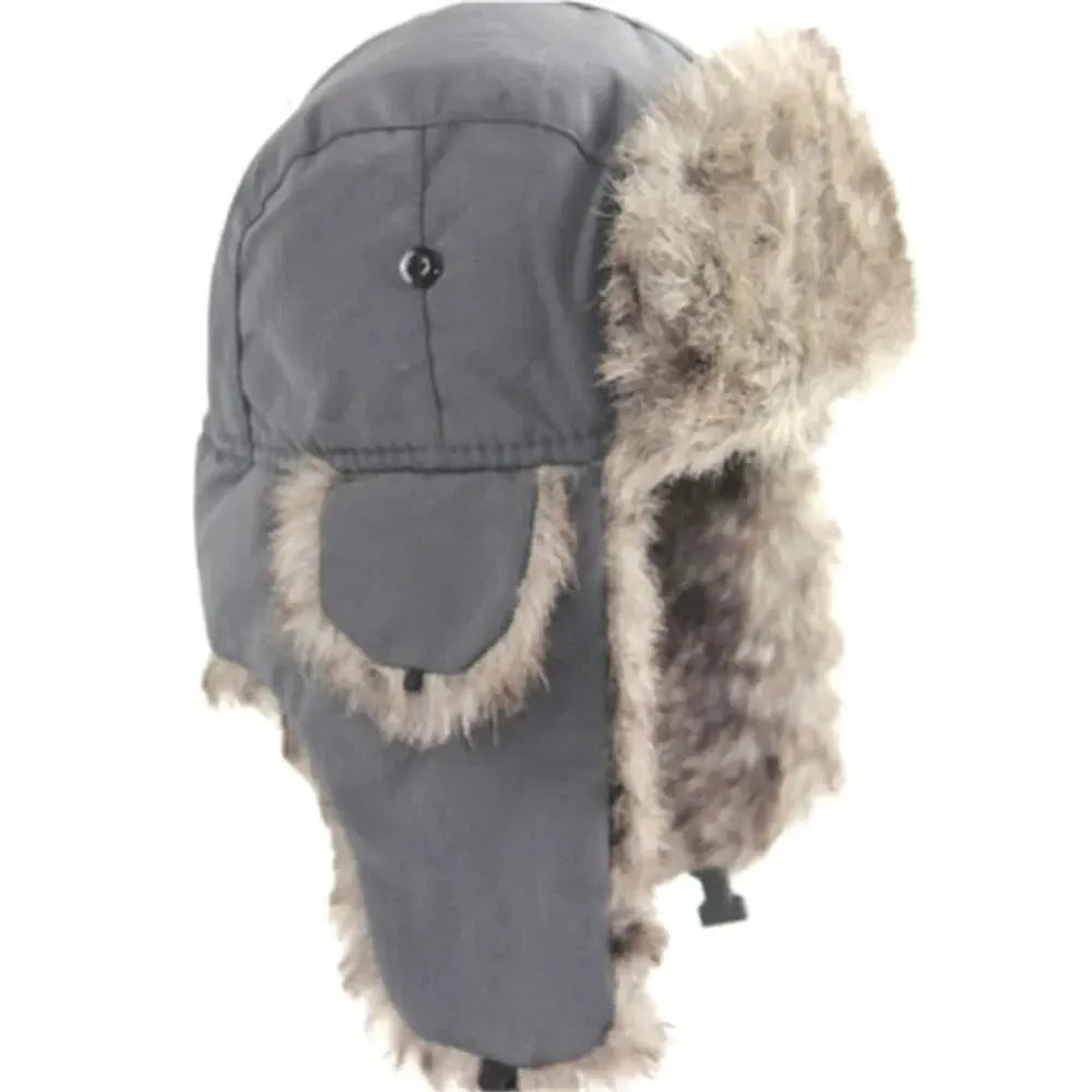 Trapper Hat with Ear Flaps and Plush Trim