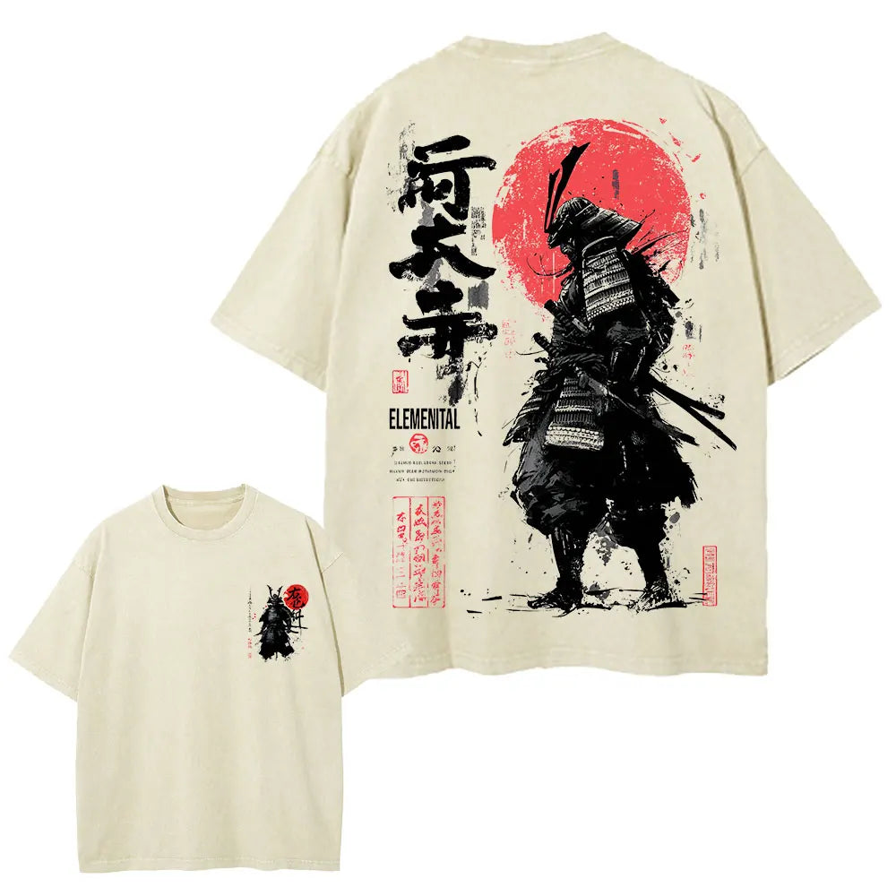 Men's Samurai Spirit T-Shirt, Japanese Style Back Print, Bushido Gift