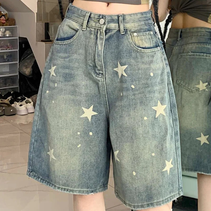 Women's Star Knee Denim Casual Denim Shorts For Everyday Outfits