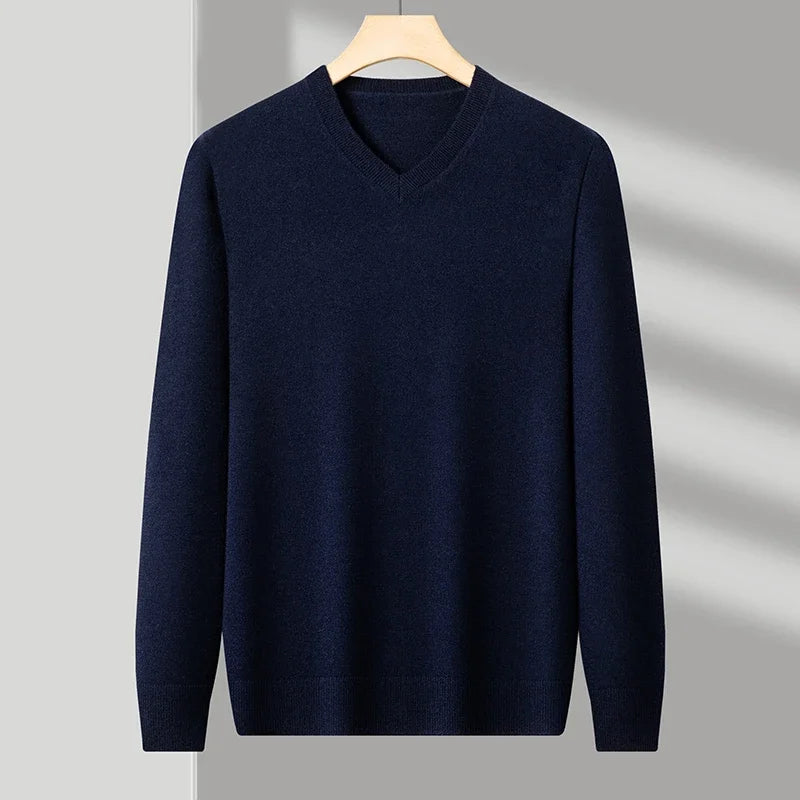 Men's V Neck Long Sleeve Knit Sweater