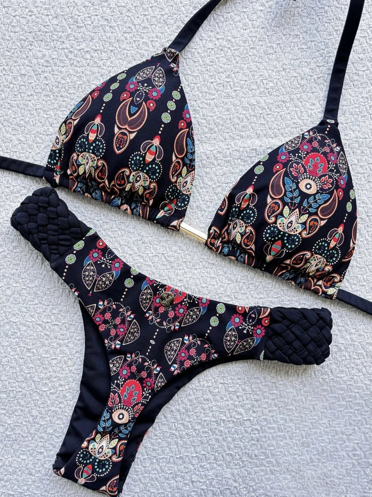 Printed Halter Thong Bikini