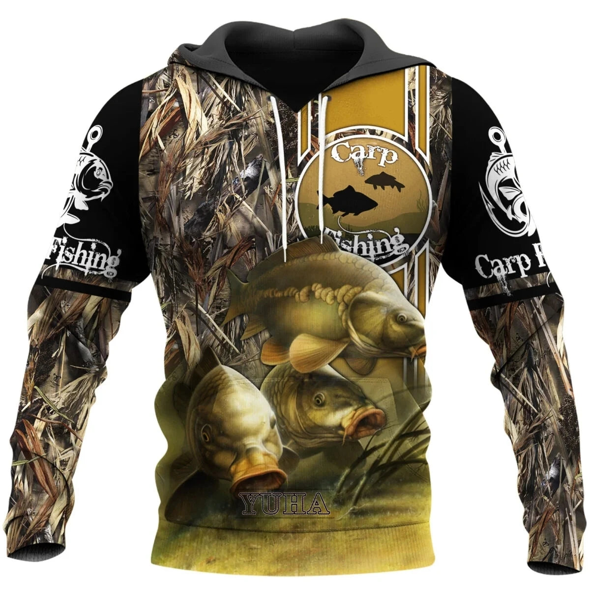 Men's Fishing-Graphic Long-Sleeve Pullover Hoodie