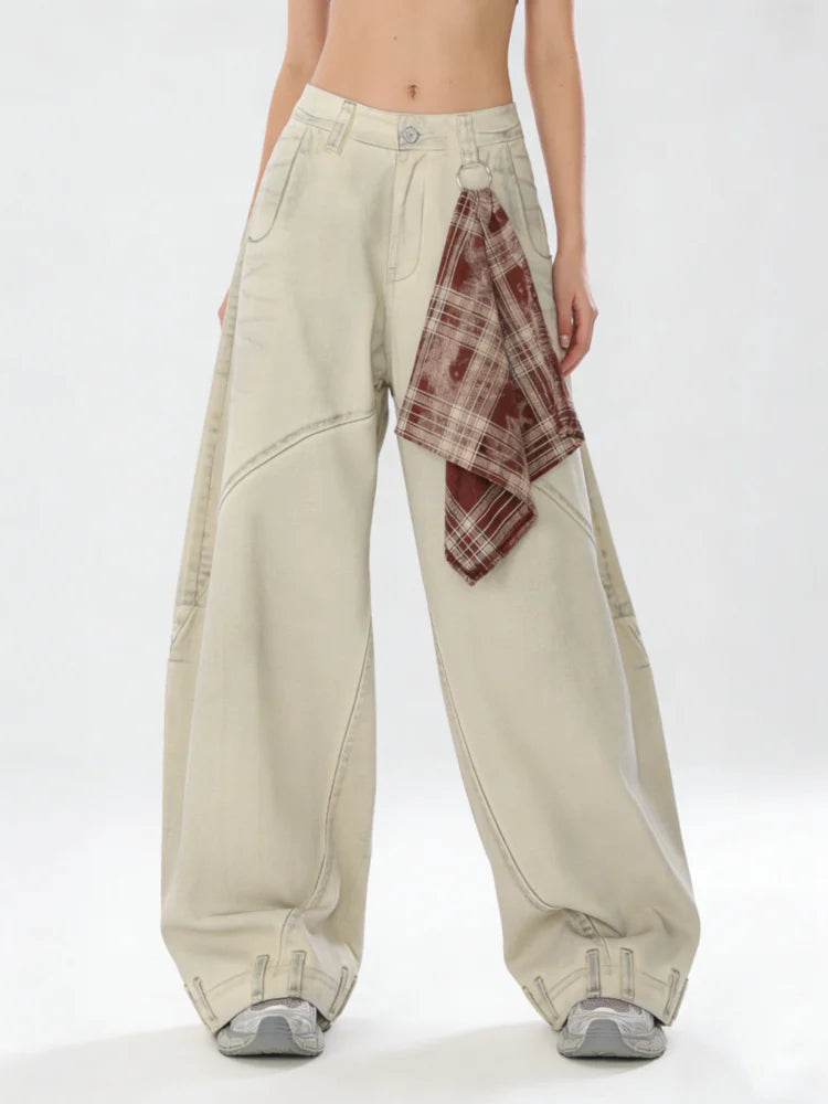 Women's Apricot Loose Fit Denim Denim Jeans For Everyday Outfits