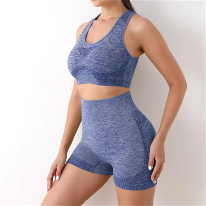 Women's Racerback Bra And Shorts Yoga Set For Workout Outfits