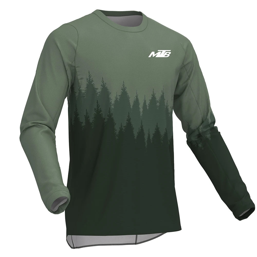 Men's Long Sleeve Pullover Cycling Jersey for Mountain Bike Riding