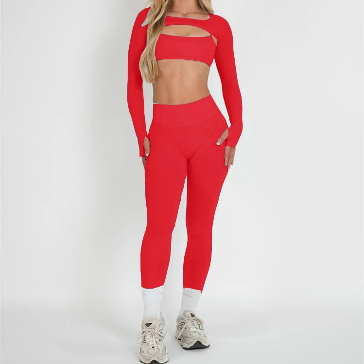 Women's Variable Sleeve Top And Bottoms Yoga Set