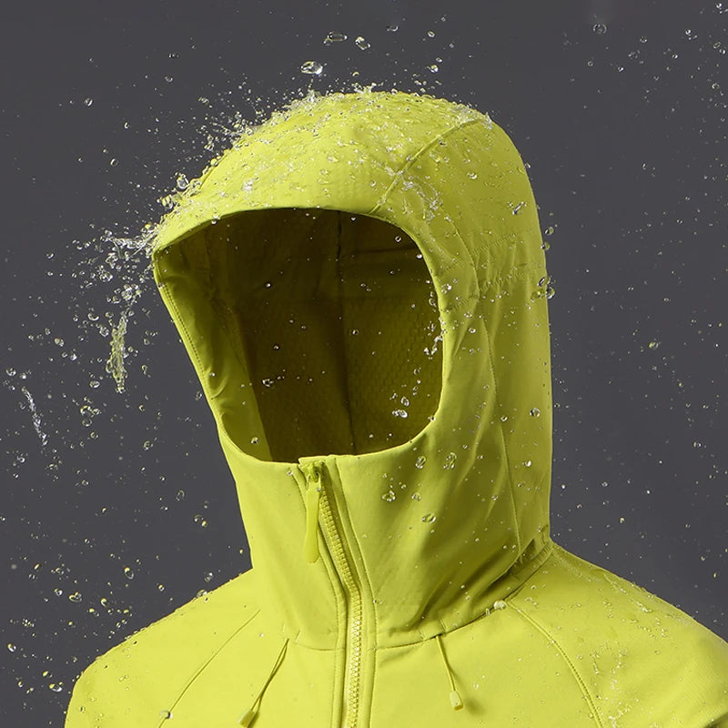 Hooded Long Sleeve Full Zip Outdoor Hiking Jacket with Pockets