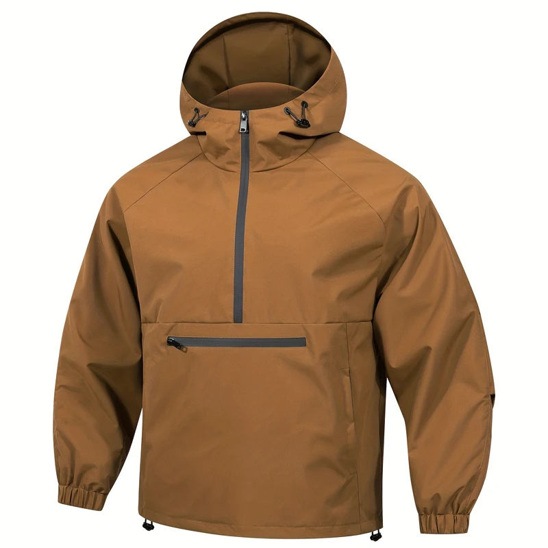 Hooded Half Zip Long Sleeve Casual Anorak Jacket