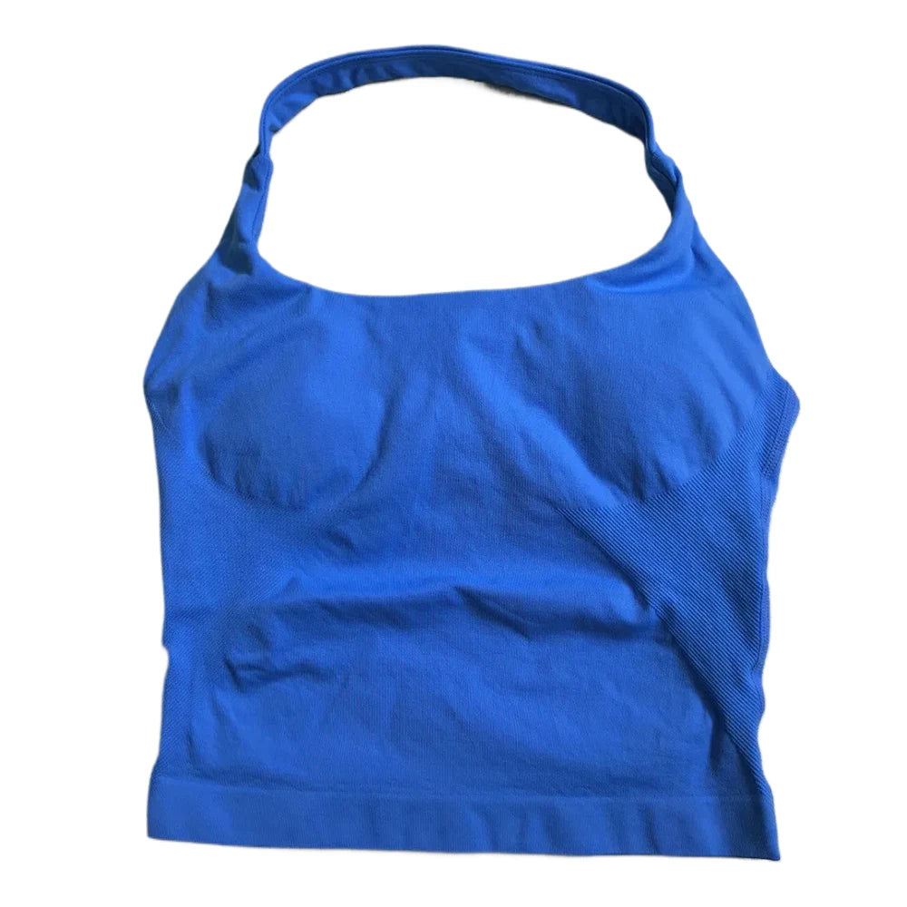 Women's Halter Neck Fitted Longline Tank Top For Workout Outfits