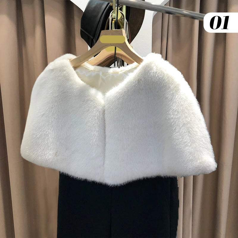 Plush Short Bridal Cape for Layering over Outfits