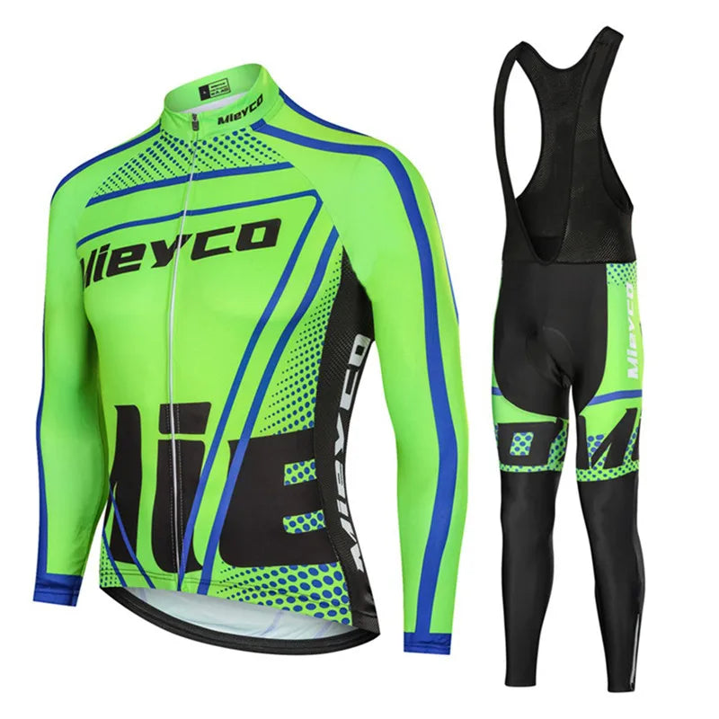 Men Long Sleeve Cycling Jersey Set MTB Road Bike Breathable Outdoor Cycling Suit