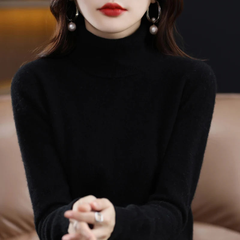 Women's Mock Neck Long Sleeve Sweater Casual Knit Layer