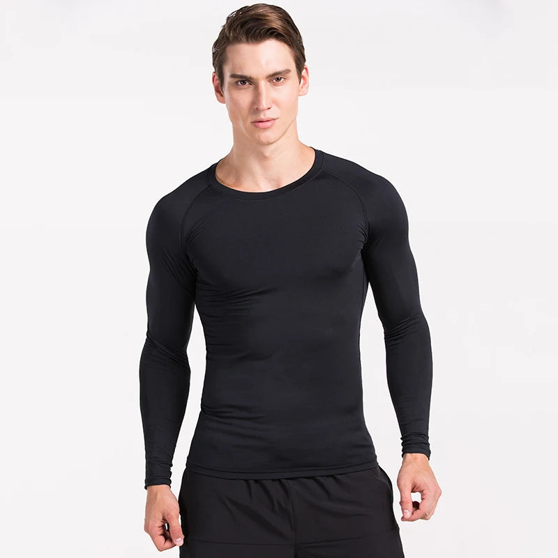 Fitted Crew Neck Long Sleeve Compression T Shirt