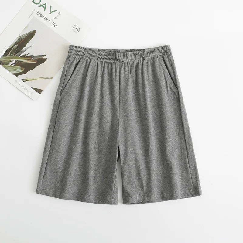 Men's Solid Elastic Waist Straight Leg Lounge Sleep Shorts