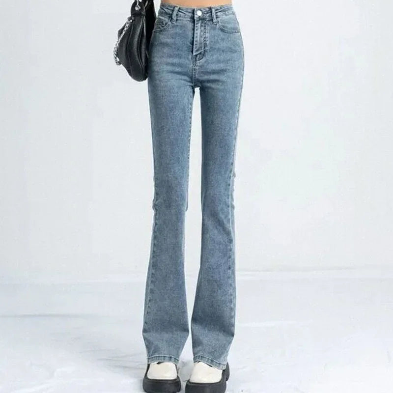 Women's Blue Bootcut High Waist Denim Jeans For Everyday Outfits