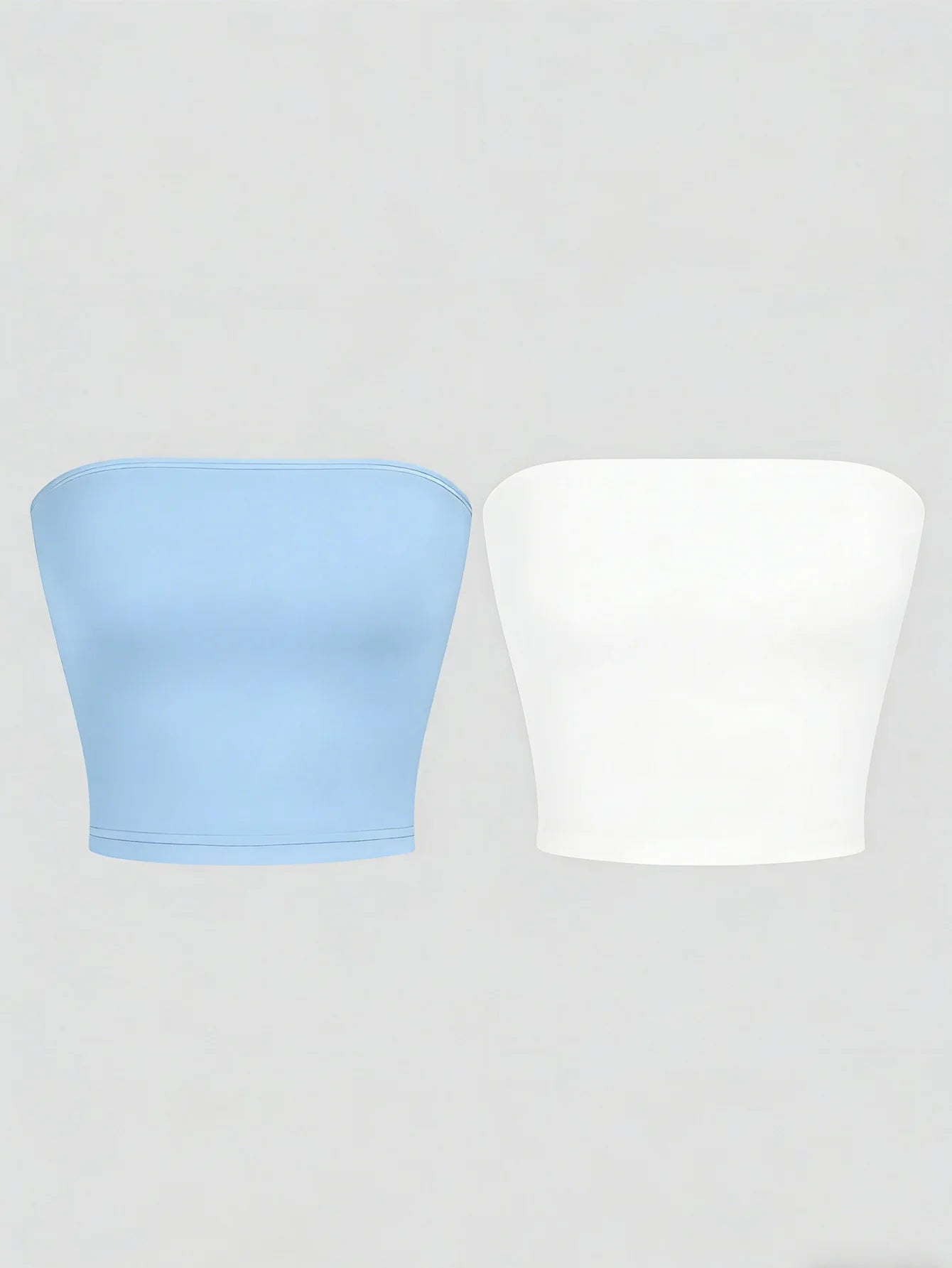 Women's Strapless Polyester Bandeau Crop Top with Straight Neckline