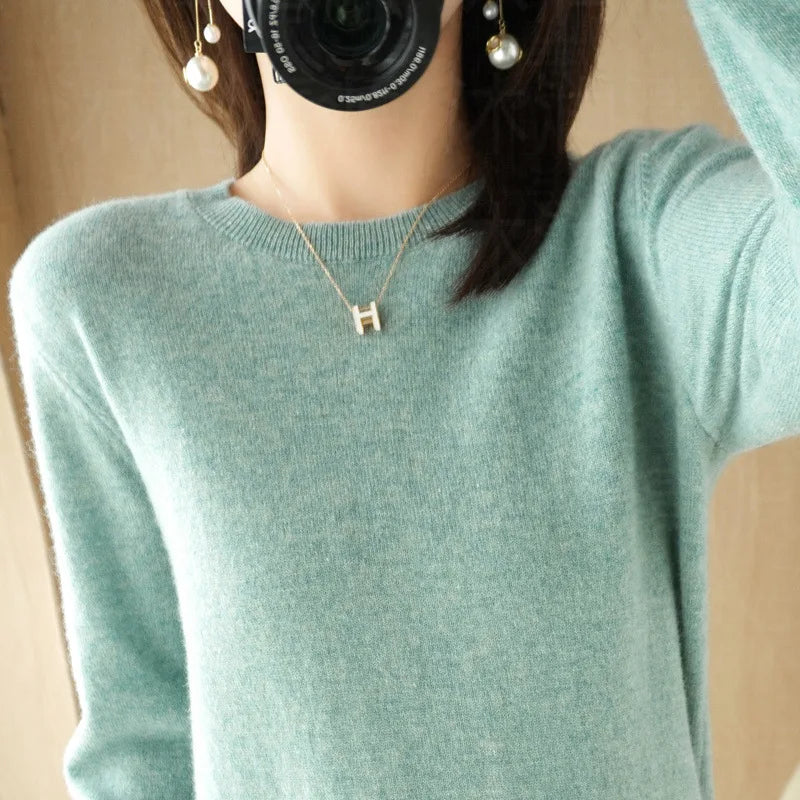 Women's Crew Neck Long Sleeve Sweater Casual Knit Layer