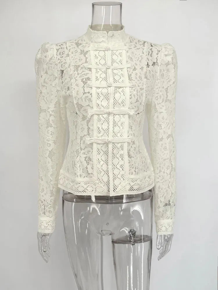 Women's Lace Detail Long Sleeve Blouse