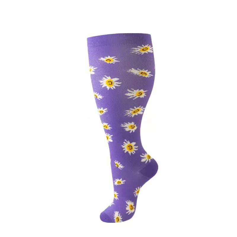 Plus Size Knee High Compression Socks with Pattern Options