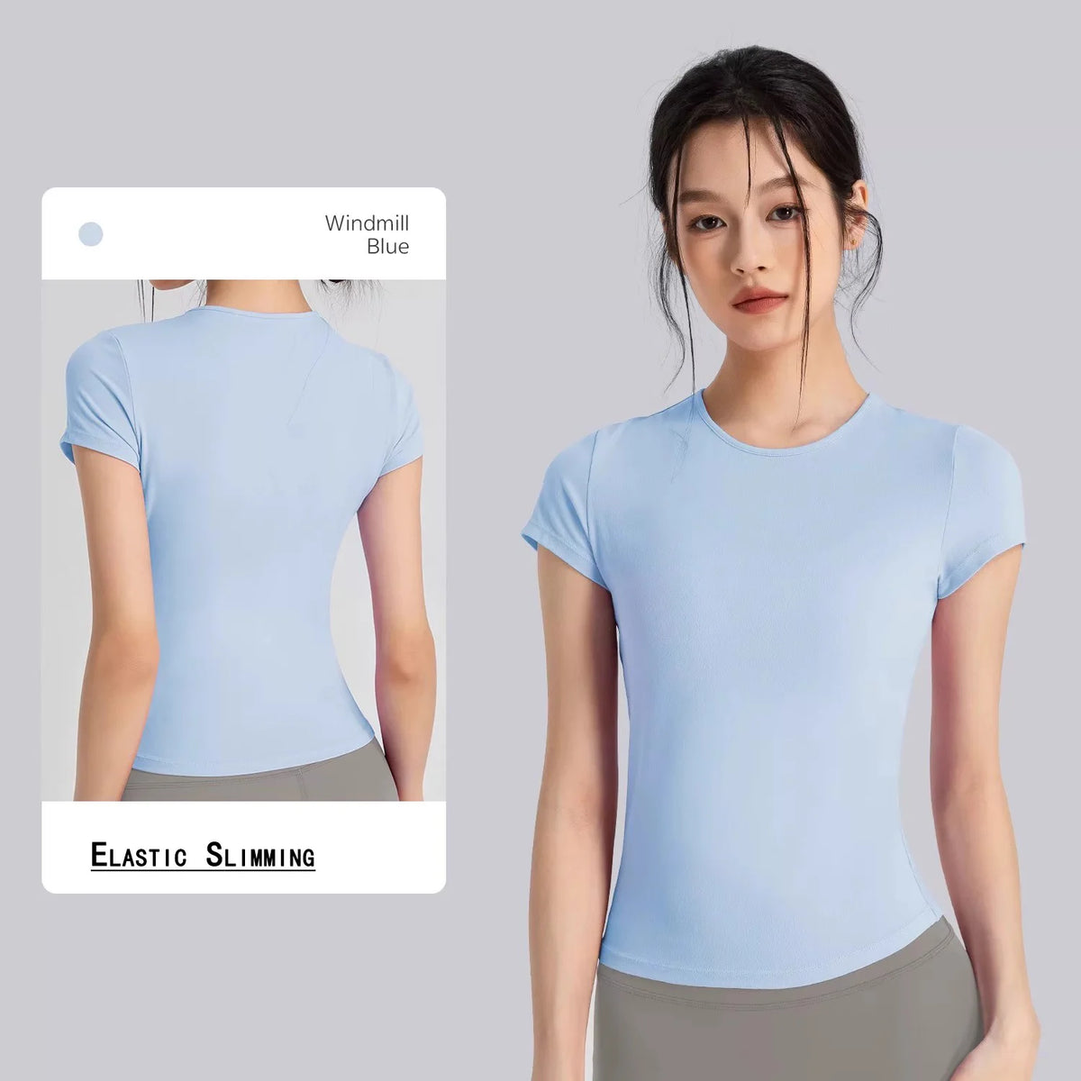 Short Sleeve Fitted Crew Neck Yoga Training T Shirt