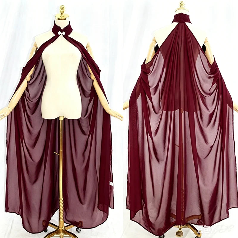 Neck Tie Sheer Long Cape for Layering over Outfits