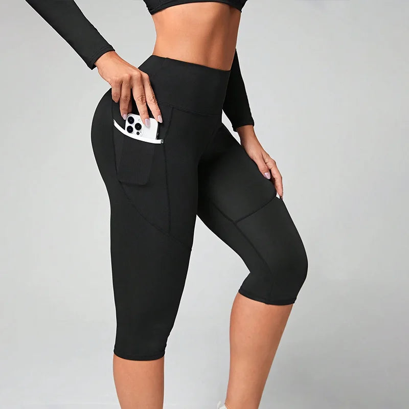 Women's Side Pocket Capri Leggings For Workout Outfits