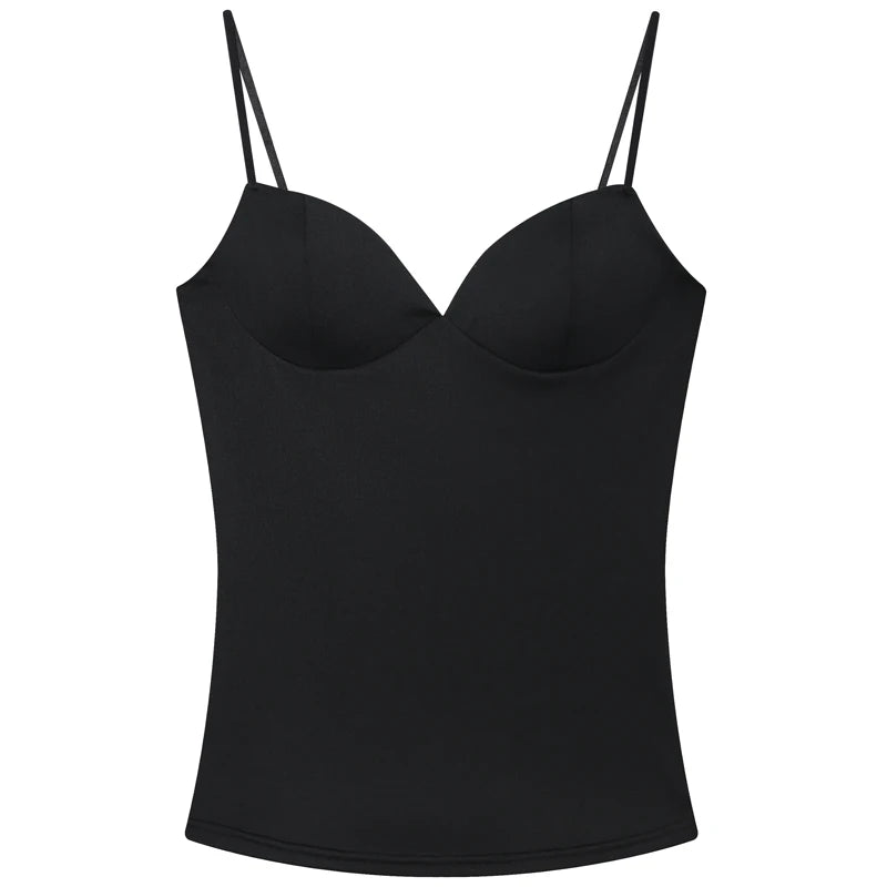 Women's Sweetheart Polyester Camisole with Shaped Cups and Thin Shoulder Straps
