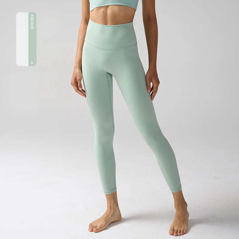 Women's High-Waist Nylon-Elastane Stretch Ankle-Length Yoga Leggings