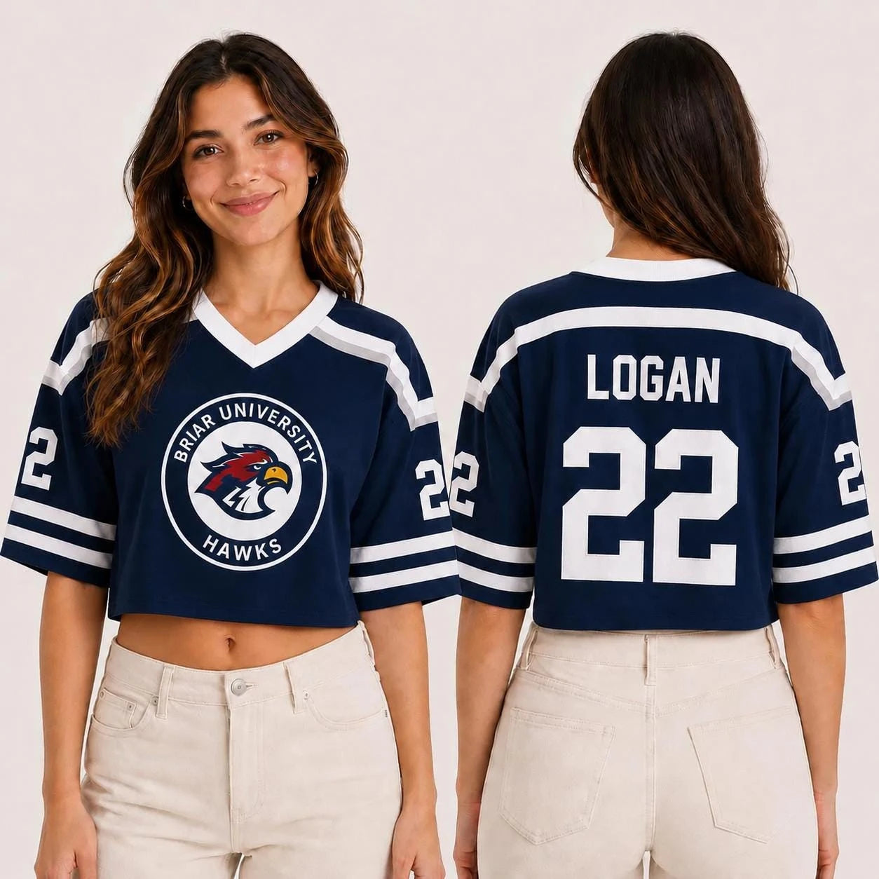 Briar University Number Graphic Short Sleeve Crop Top