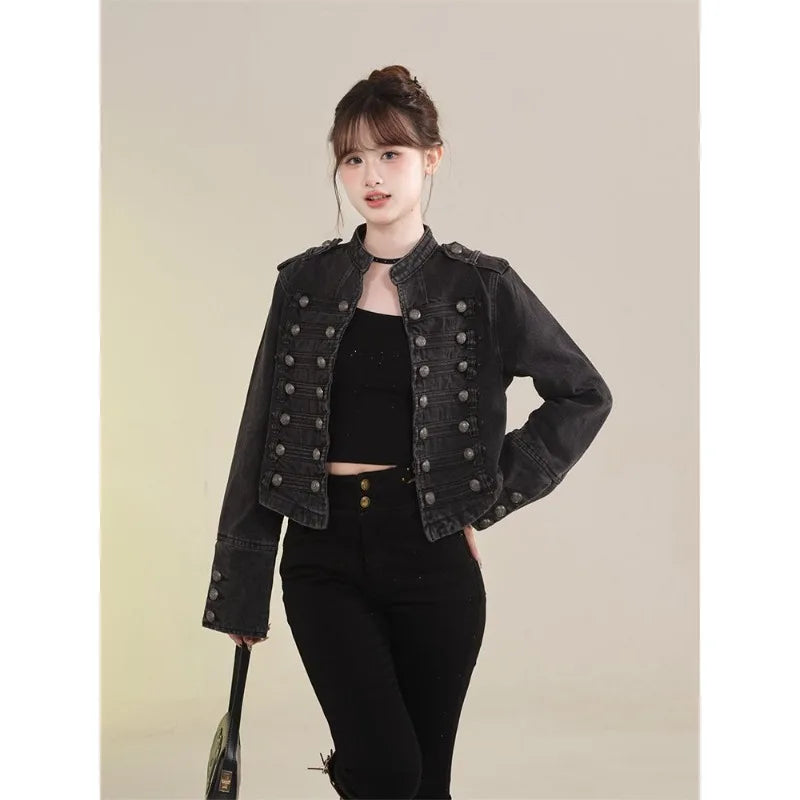 Women's Denim-Look Button-Front Jacket