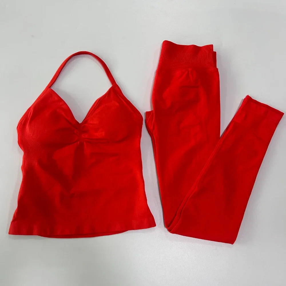 Women's Thin Strap Tank And Leggings Yoga Set