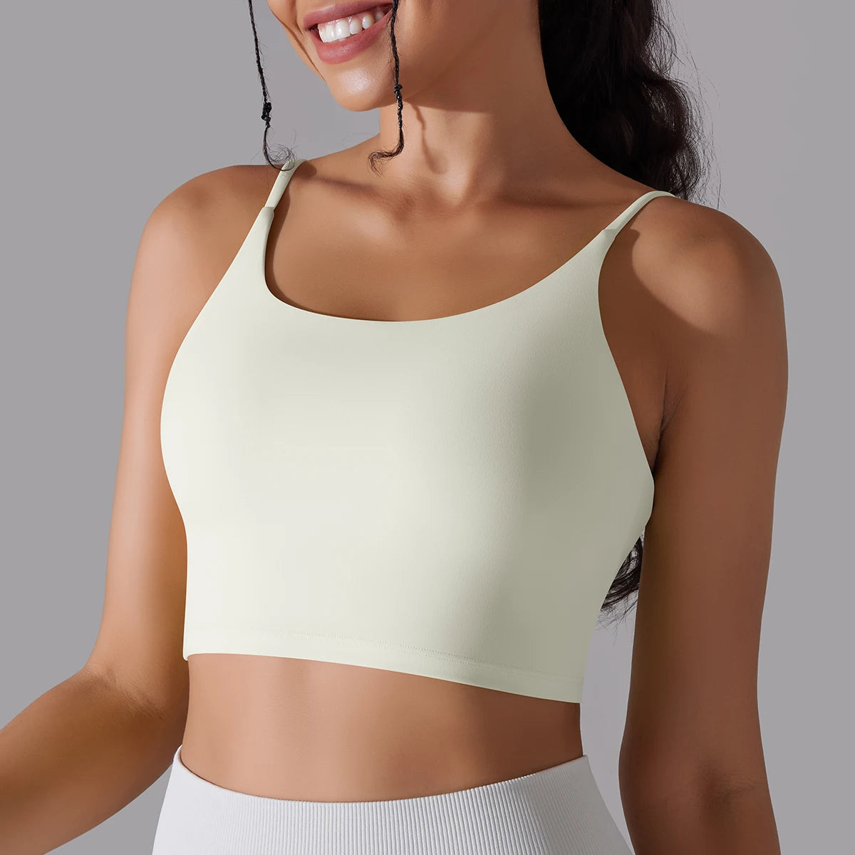 Women's Nylon Blend Sports Bra with Double Back Straps and Padding