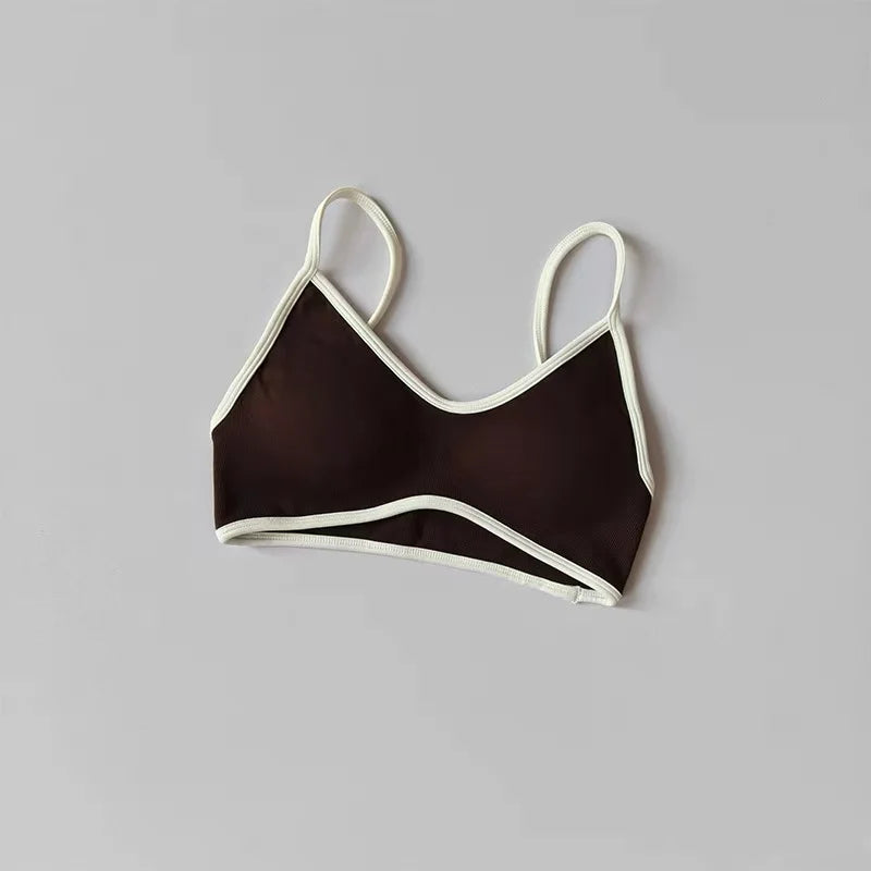 Women's Contrast Trim Thin Strap Sports Bra
