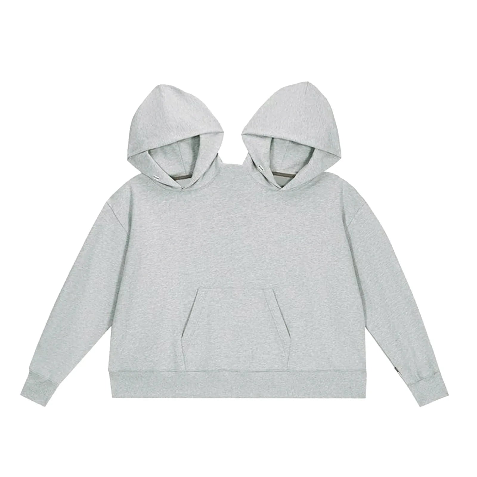 Cotton-Polyester Two-Person Double-Hood Pullover Sweatshirt with Long Sleeves for Holiday Party Outfits