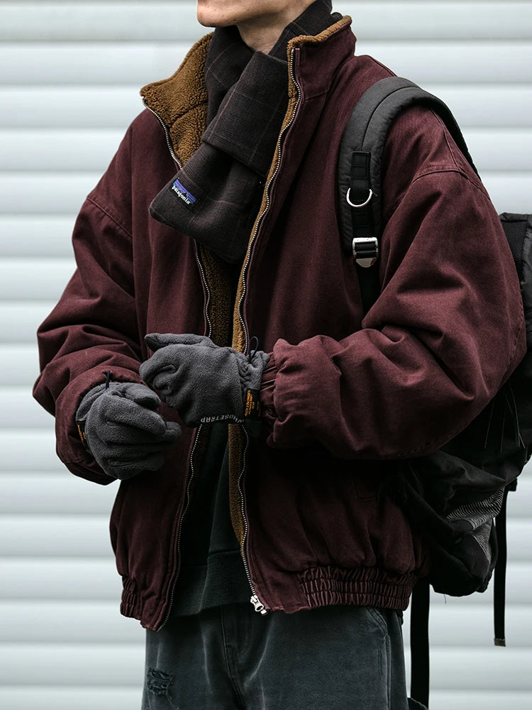 Men's Fleece Look Lined Zip Front Bomber Jacket