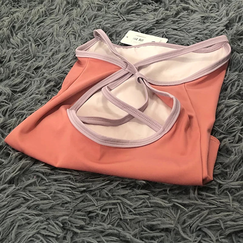 Cross Back Camisole Ballet Leotard with Contrast Straps and Mixed Sizes