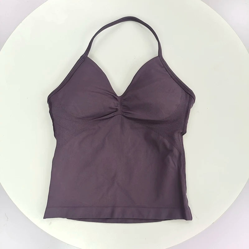Women's Ruched Halter Neck Sports Bra