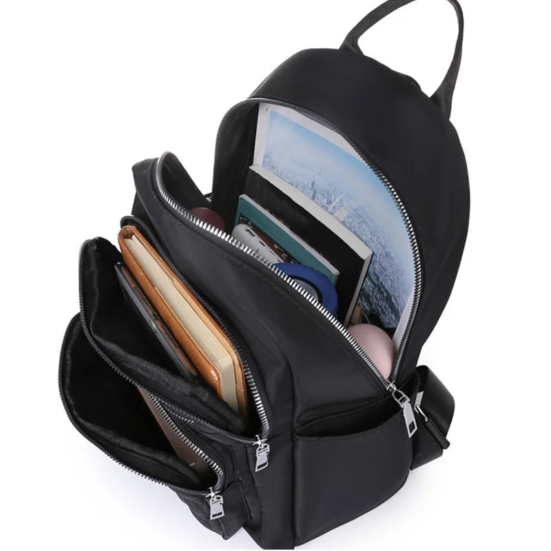 Women's Textured Backpack with Front Zipper Pockets and Adjustable Straps