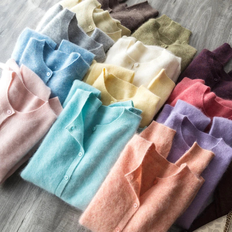 Women's Crew Neck Button Front Cardigan Casual Knit Layer
