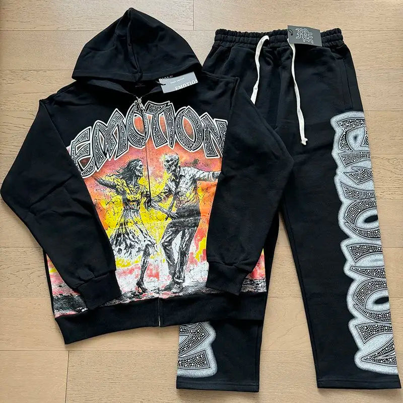 Unisex Graphic Hooded Pullover with Matching Pants Options