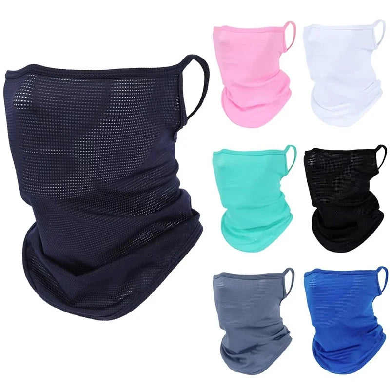 Solid Ear Loop Neck Scarf with Lower Face Cover