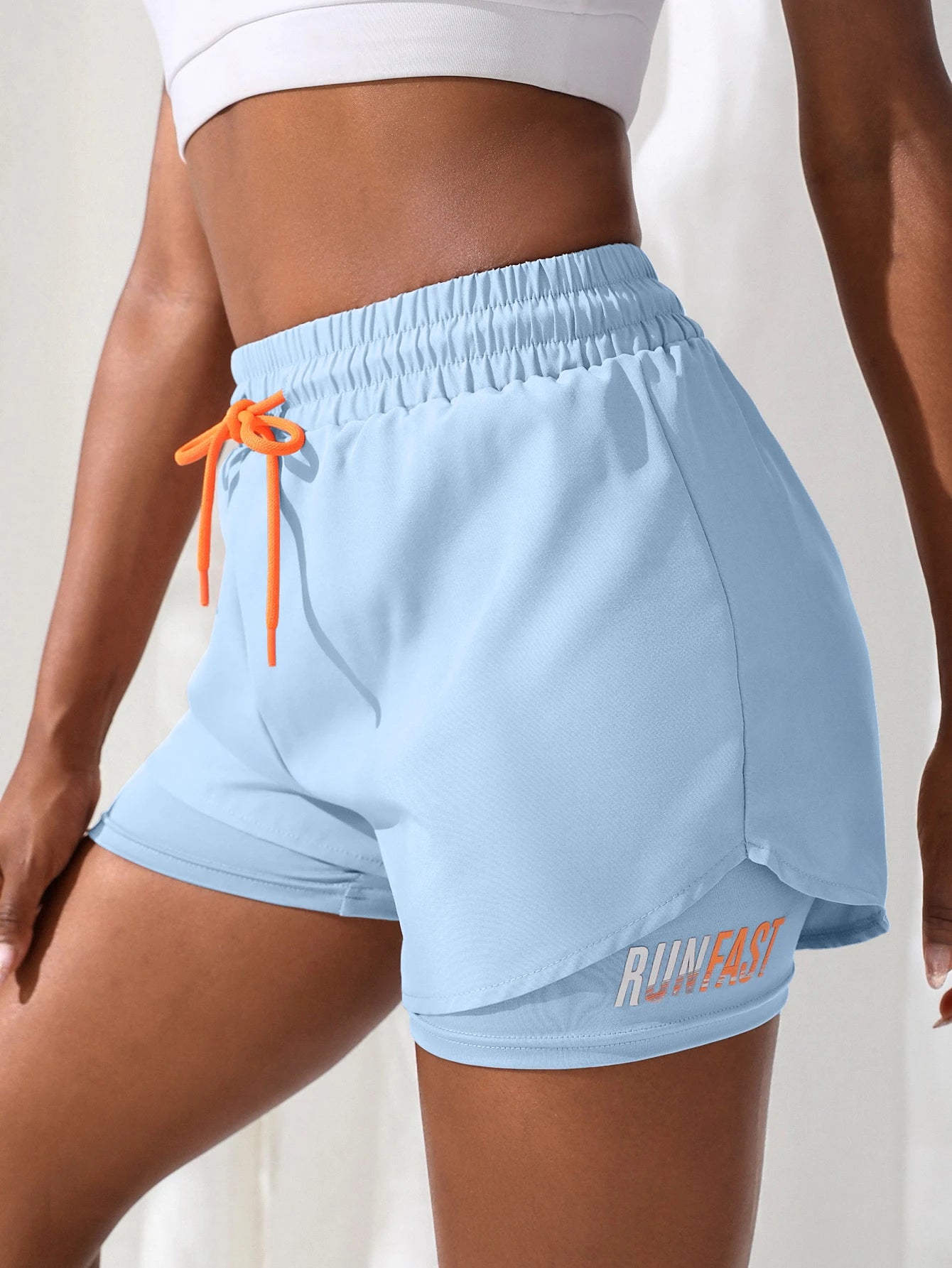 Women's Drawstring Double-Layer Running Shorts