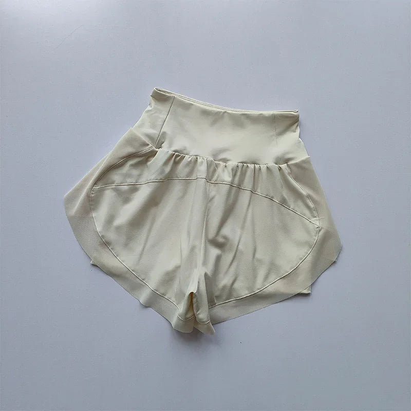 Women's High Waist Two Layer Nylon Blend Running Shorts