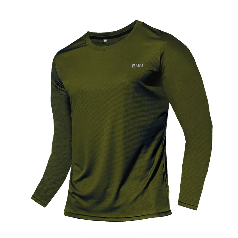 Mens Long and Short Sleeve Ice Silk Quick Dry Sports Top for Running Gym Hiking and Outdoor Training