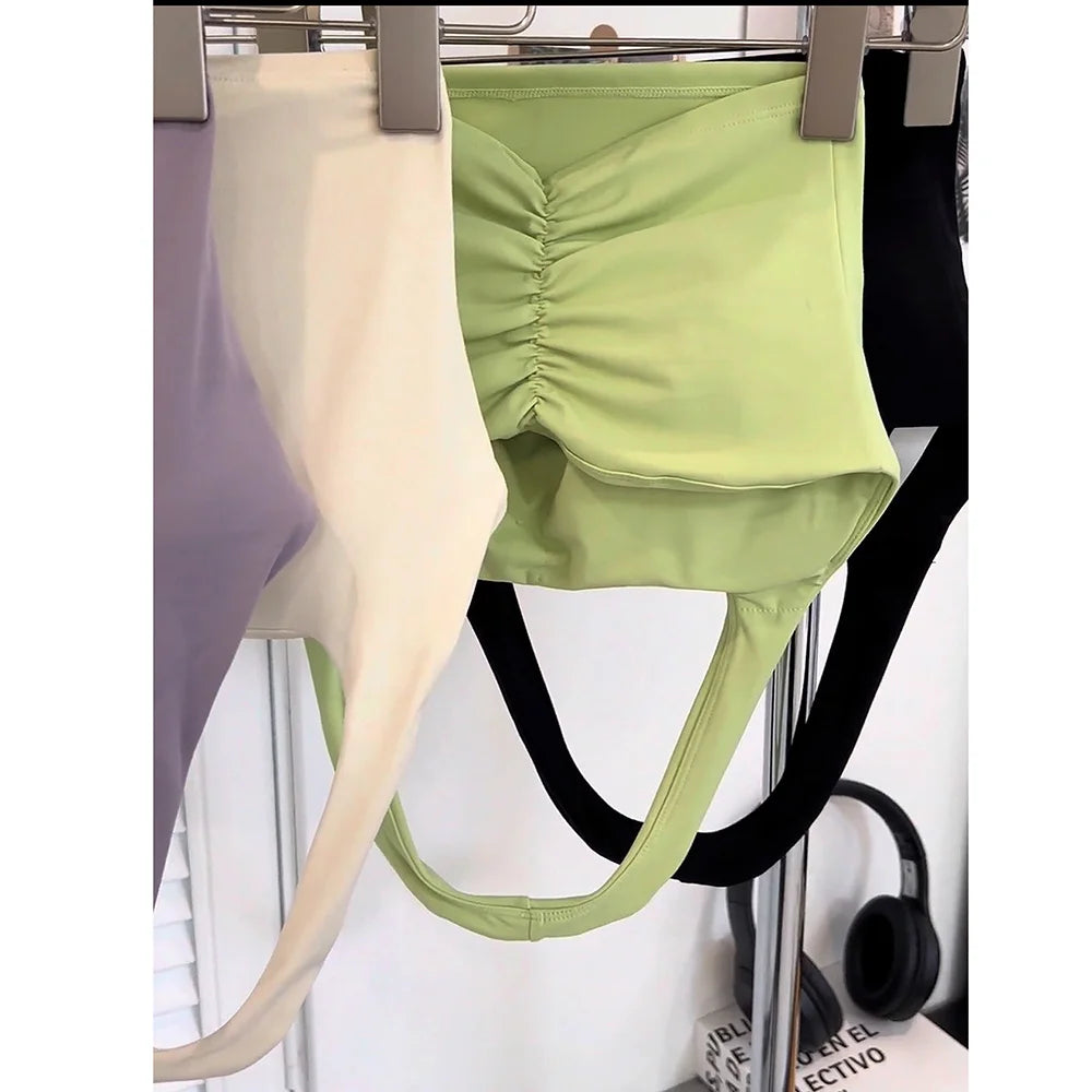 Women's Pleated Halter Sports Bra